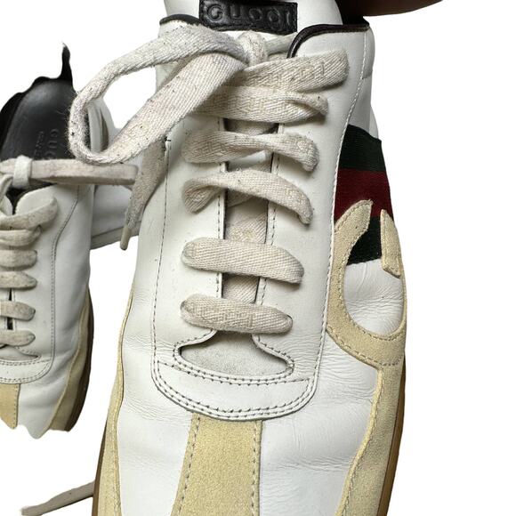 Vintage 2007 Gucci Sneakers Mens Size 11 White Cream Leather 162681 - Picture 7 of 11